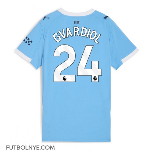 Camiseta Manchester City Josko Gvardiol #24 Primera Equipación para mujer 2025-26 manga corta
